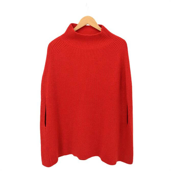 United Colors of Benetton High Neck Ribbed Knitted Poncho
